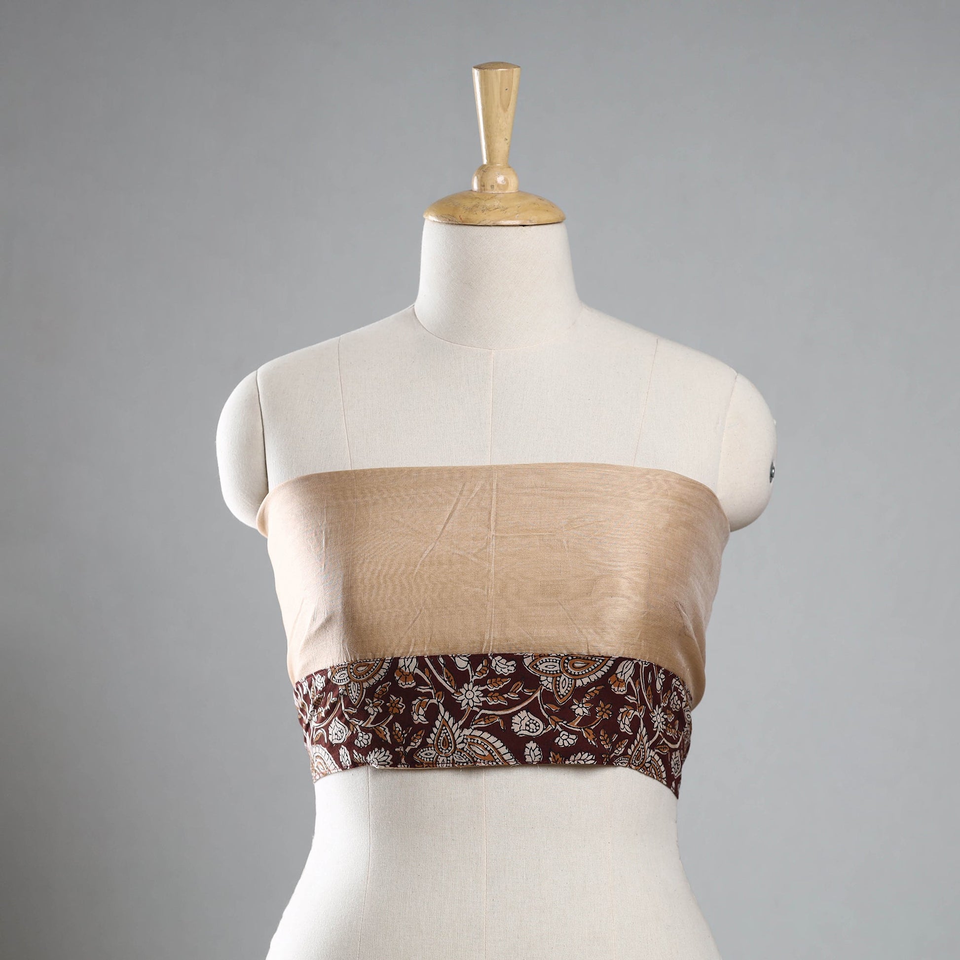 Beige - Plain Chanderi Silk Blouse Piece 03