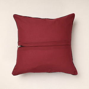 Brown - Bagru Block Printed Cotton Cushion Cover (16 x 16 in)