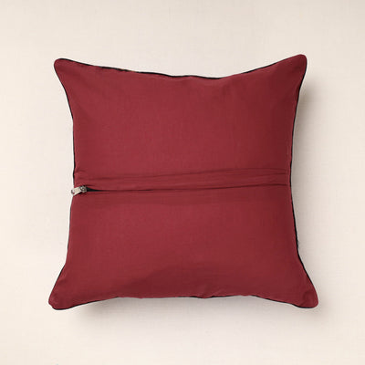 Brown - Bagru Block Printed Cotton Cushion Cover (16 x 16 in)