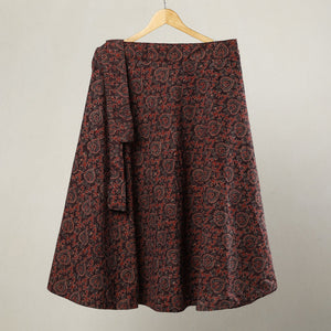 Brown - Ajrakh Block Printed Cotton Wrap Around Skirt 11