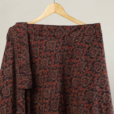 Brown - Ajrakh Block Printed Cotton Wrap Around Skirt 11