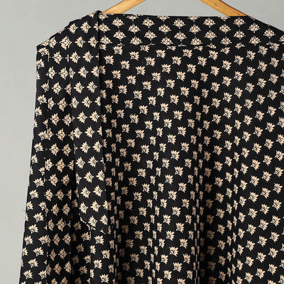 Black - Sanganeri Block Printed Cotton Wrap Around Skirt 10