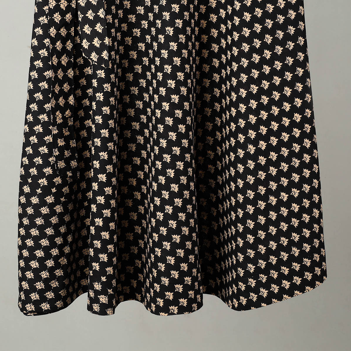 Black - Sanganeri Block Printed Cotton Wrap Around Skirt 10