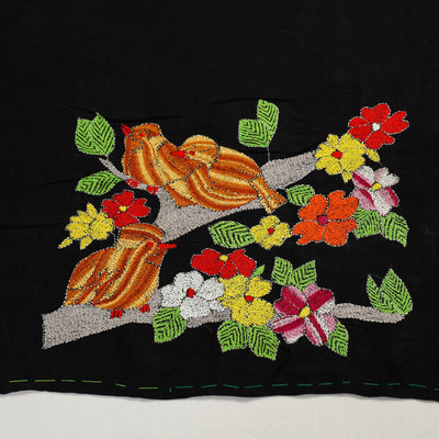 Black - Silk Bengal Kantha Work Blouse Piece 77