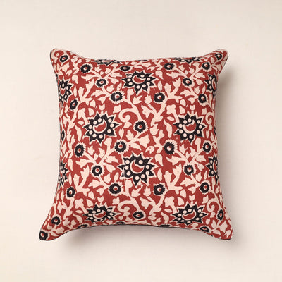 Brown - Bagru Block Printed Cotton Cushion Cover (16 x 16 in)