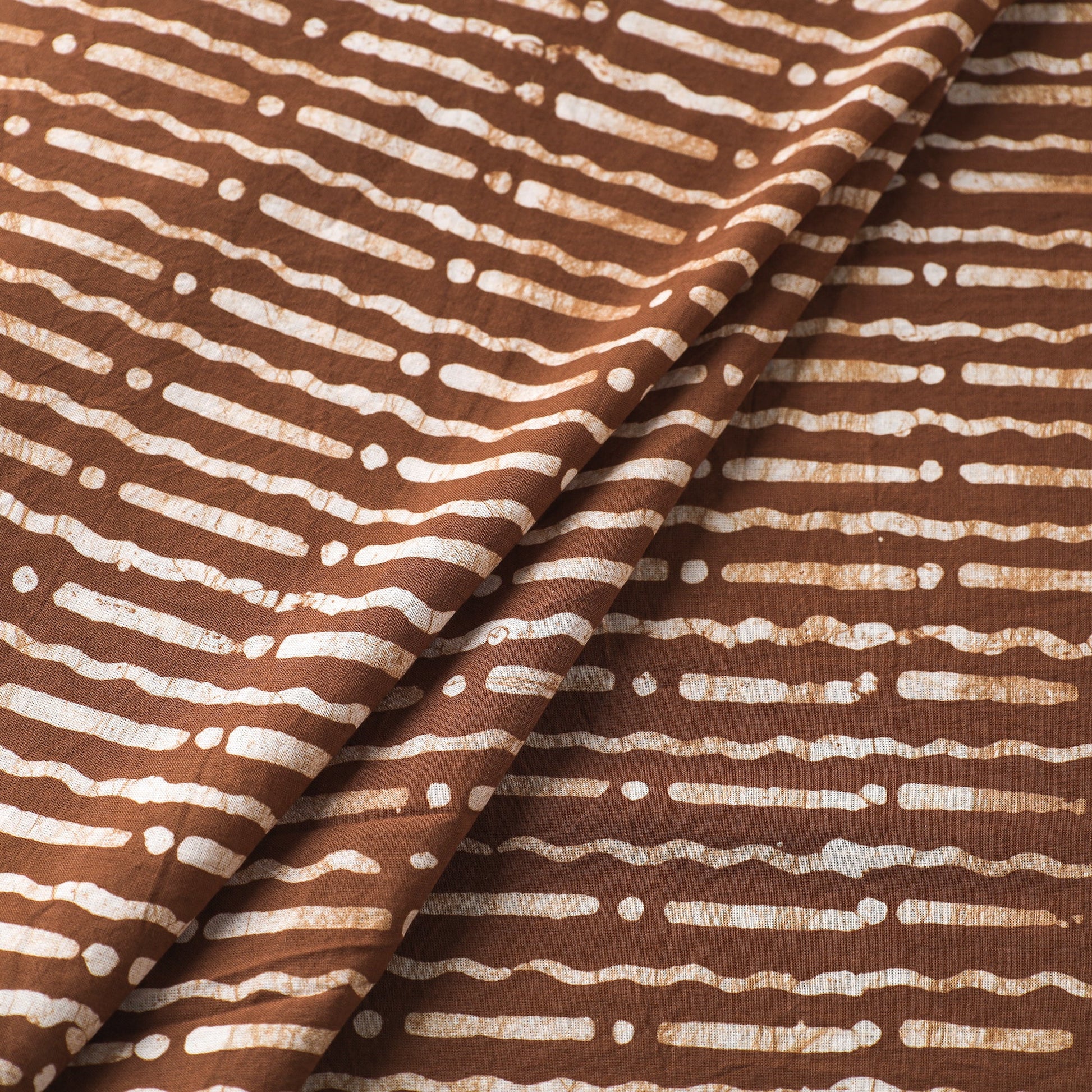 Brown - Hand Printed Cotton Batik Fabric 09