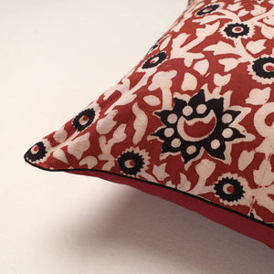 Brown - Bagru Block Printed Cotton Cushion Cover (16 x 16 in)