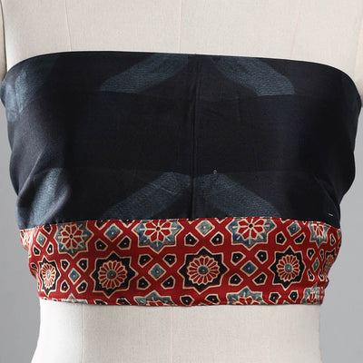 Black - Nui Shibori Chanderi Silk Blouse Piece 16