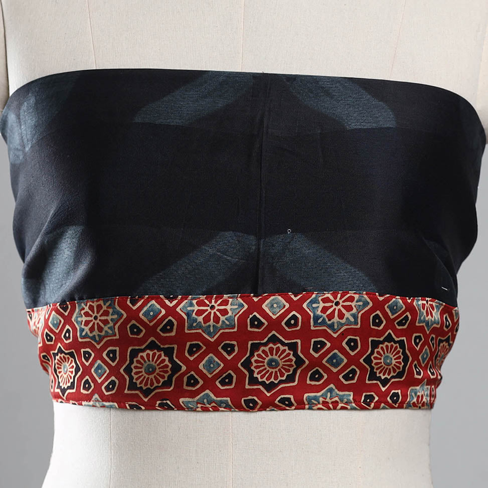 Black - Nui Shibori Chanderi Silk Blouse Piece 16
