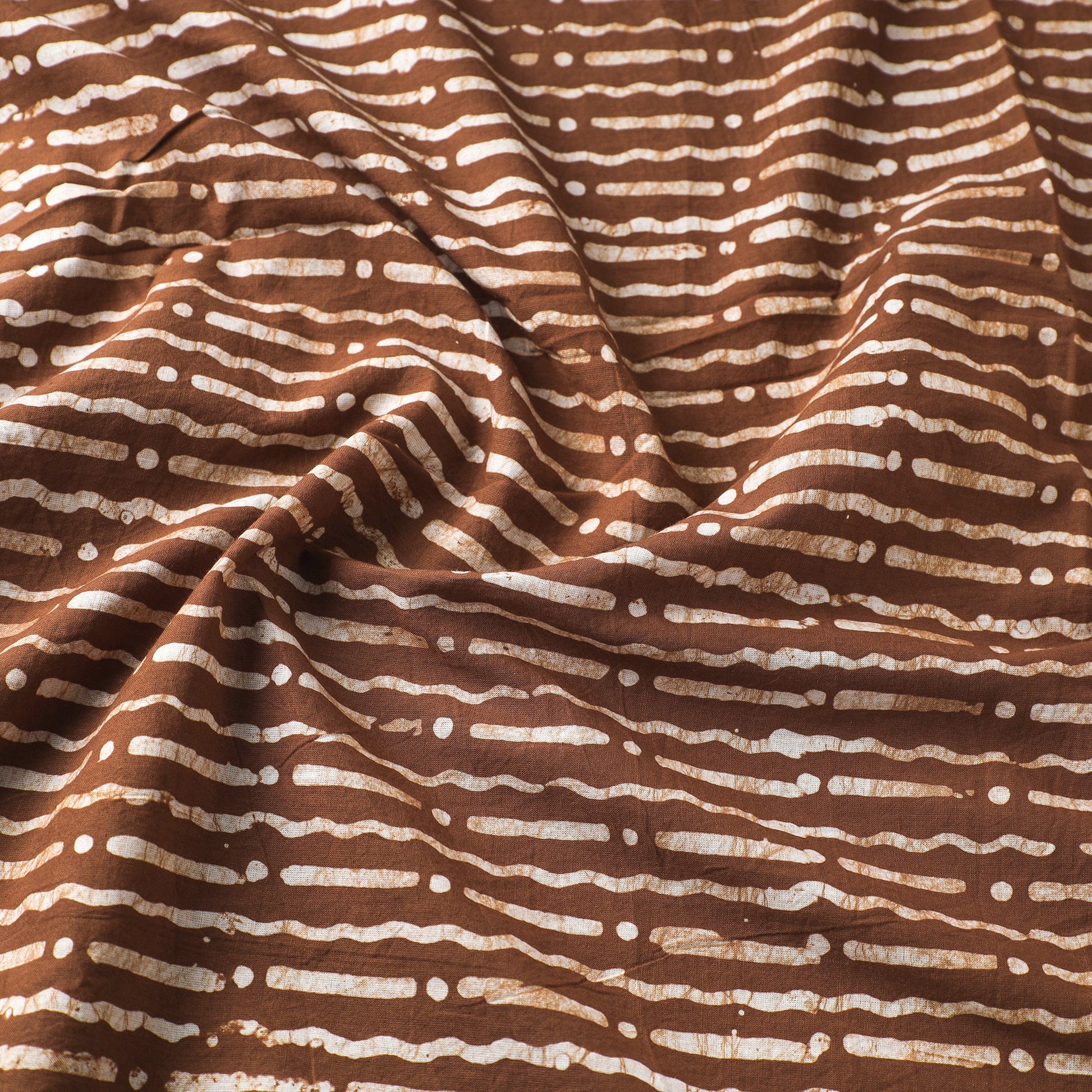 Brown - Hand Printed Cotton Batik Fabric 09