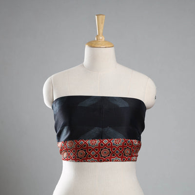Black - Nui Shibori Chanderi Silk Blouse Piece 16