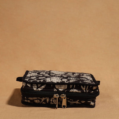 Black - Handmade 4 Pockets Cotton Jewelry Bag 07