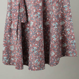 Brown - Sanganeri Block Printed Cotton Wrap Around Skirt 19