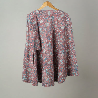 Brown - Sanganeri Block Printed Cotton Wrap Around Skirt 19