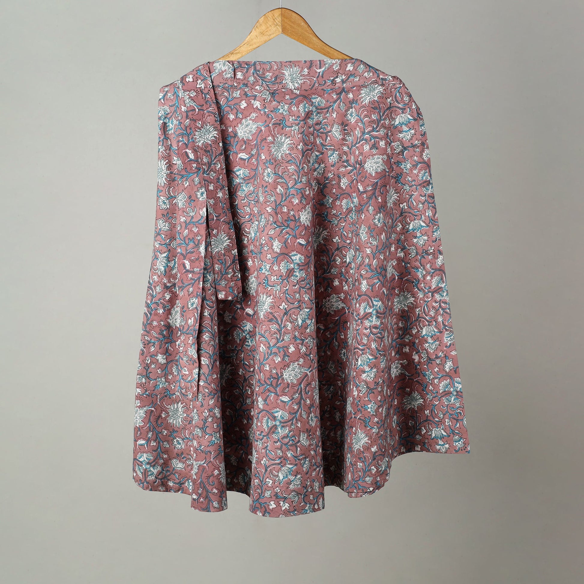 Brown - Sanganeri Block Printed Cotton Wrap Around Skirt 19