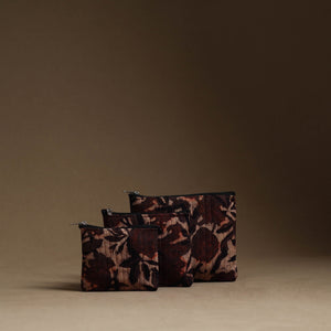 Brown - Handmade Cotton Multipurpose Utility Pouches (set of 3) 43
