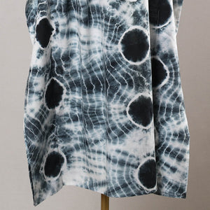 Black - Shibori Tie-Dye Cotton Kaftan with Tie-Up Waist (Long)