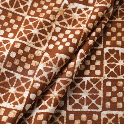 Brown - Hand Printed Cotton Batik Fabric 16