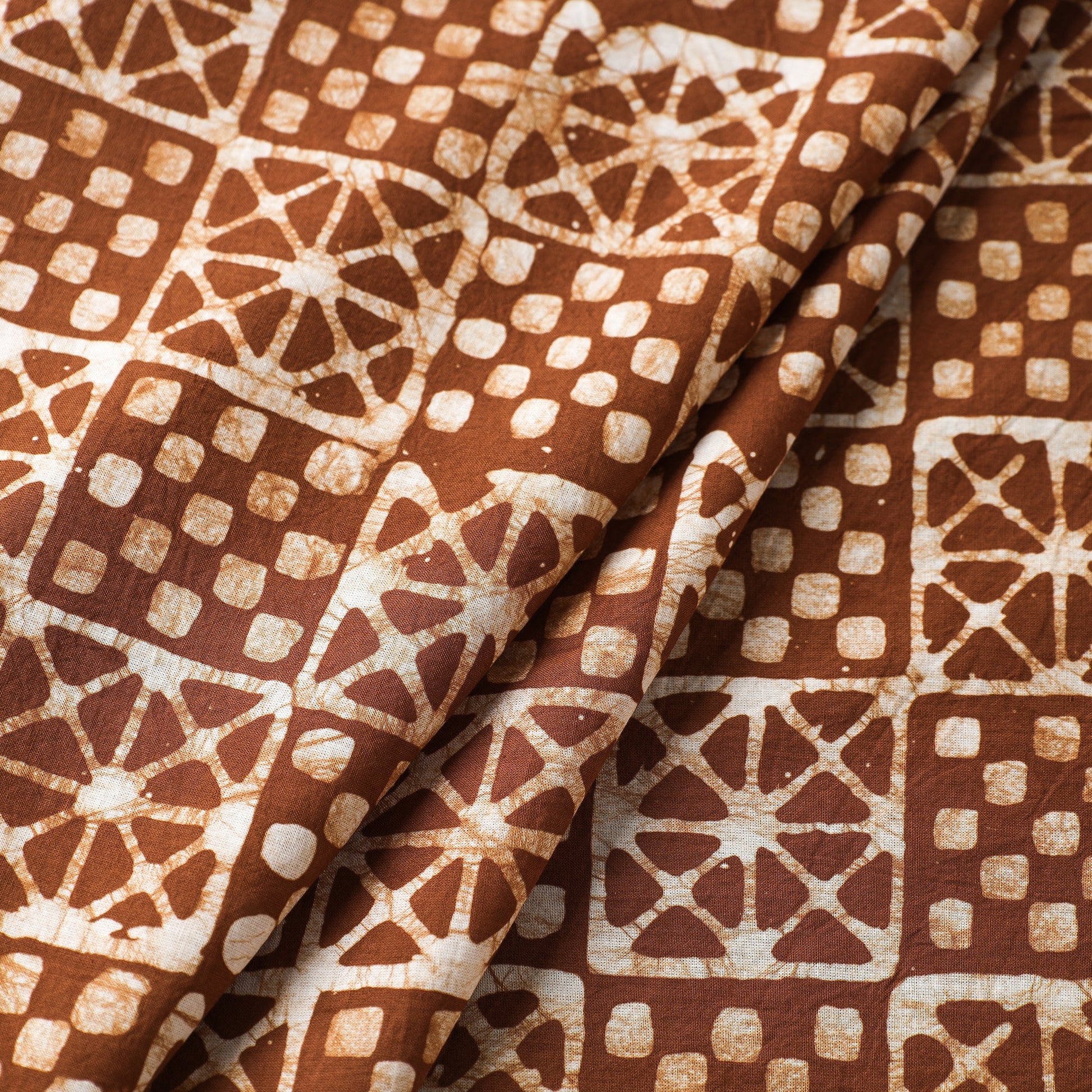 Brown - Hand Printed Cotton Batik Fabric 16