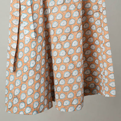 Beige - Sanganeri Block Printed Cotton Wrap Around Skirt 21