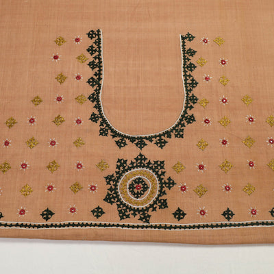 Brown - Kutch Hand Embroidery Cotton Blouse Piece 75