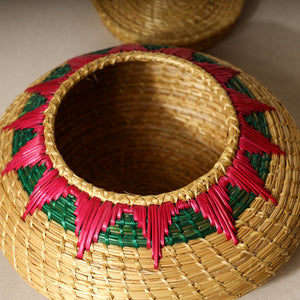 Beige - Handmade Sikki Grass Multipurpose Basket with Lid (Big)