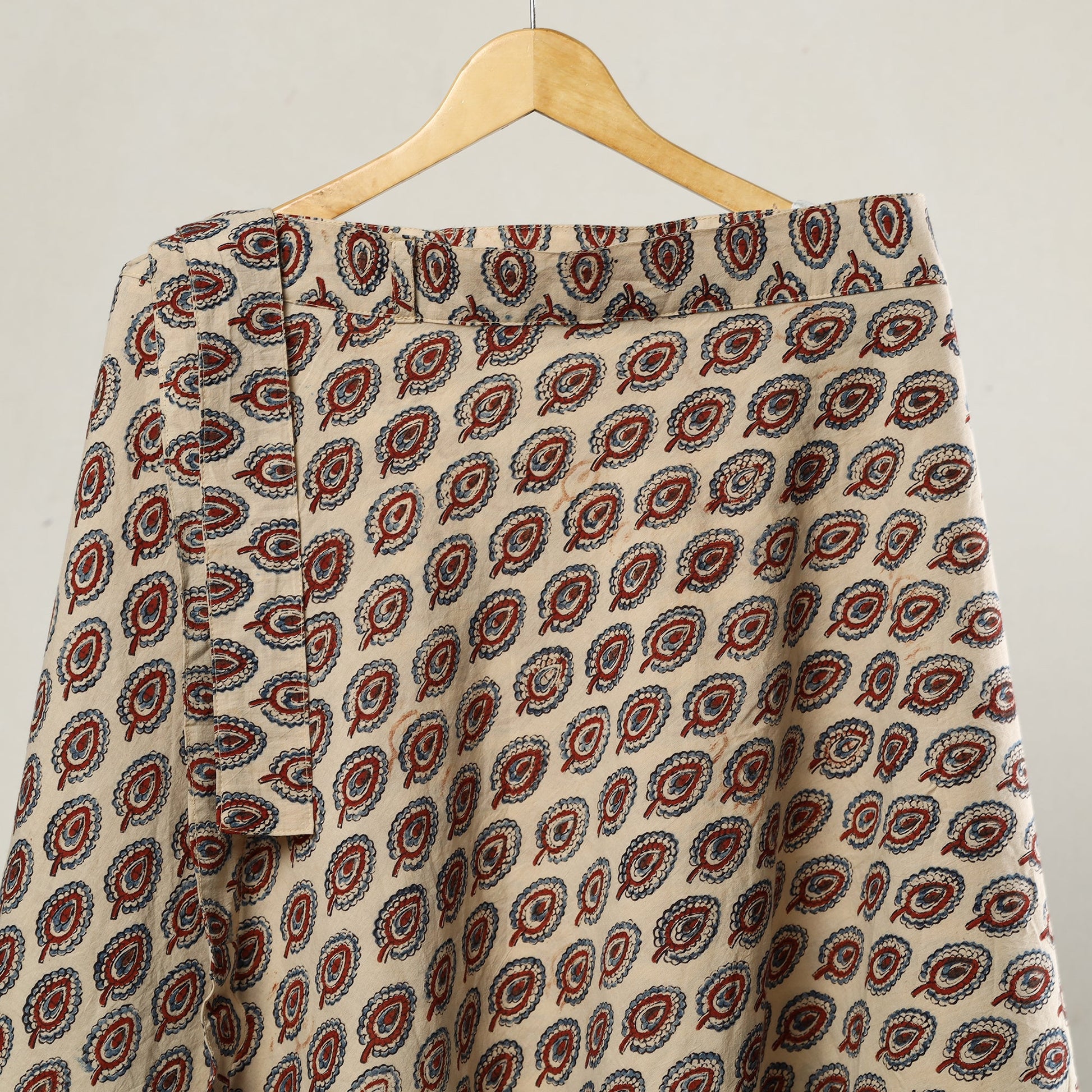 Beige - Ajrakh Block Printed Cotton Wrap Around Skirt 20