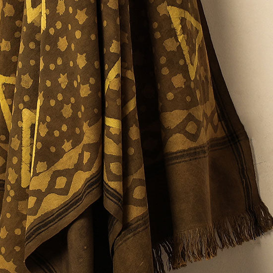 Brown - Jhiri Handloom Hand Block Printed Pure Cotton Towel
