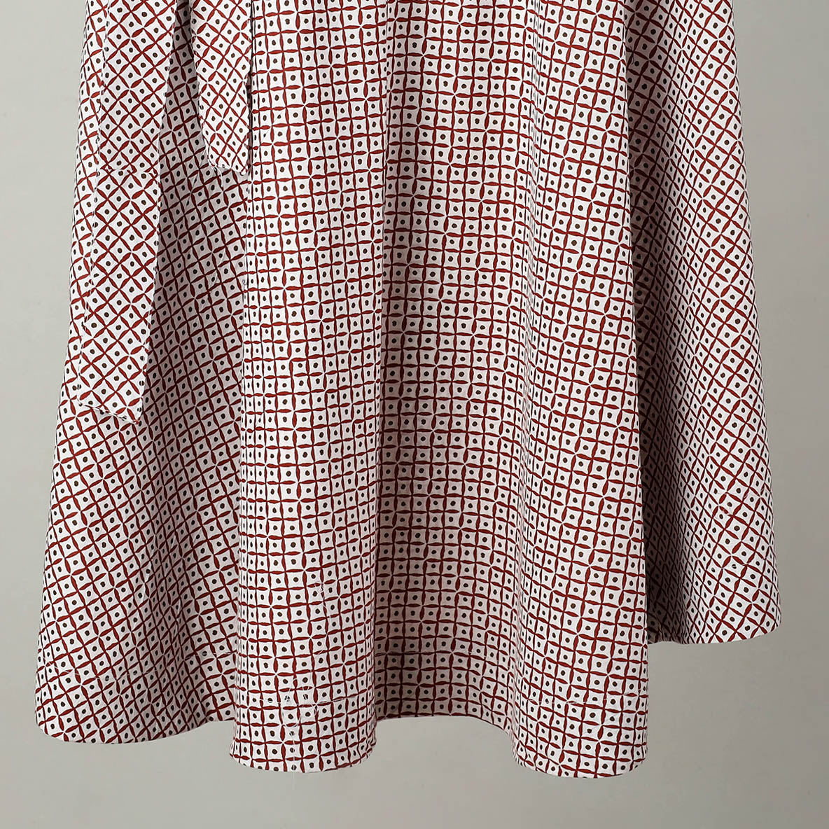 Brown - Sanganeri Block Printed Cotton Wrap Around Skirt 22