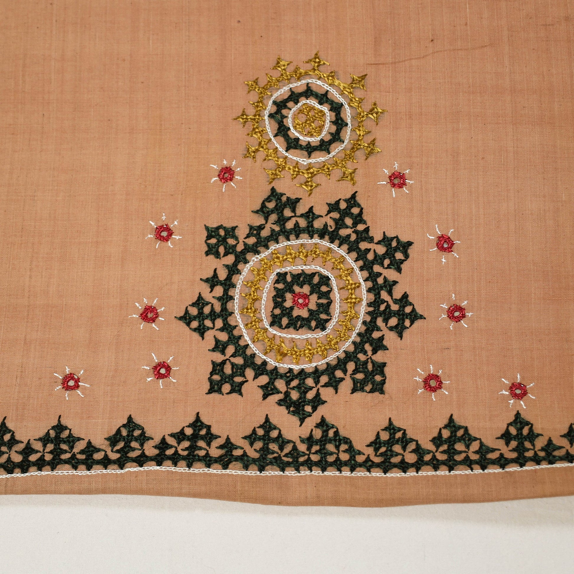 Brown - Kutch Hand Embroidery Cotton Blouse Piece 75