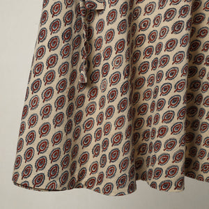 Beige - Ajrakh Block Printed Cotton Wrap Around Skirt 20