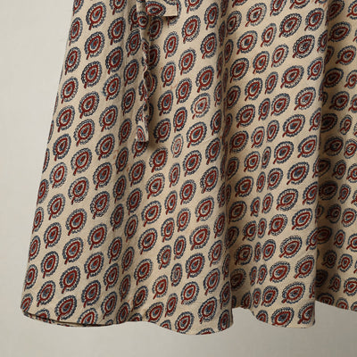 Beige - Ajrakh Block Printed Cotton Wrap Around Skirt 20