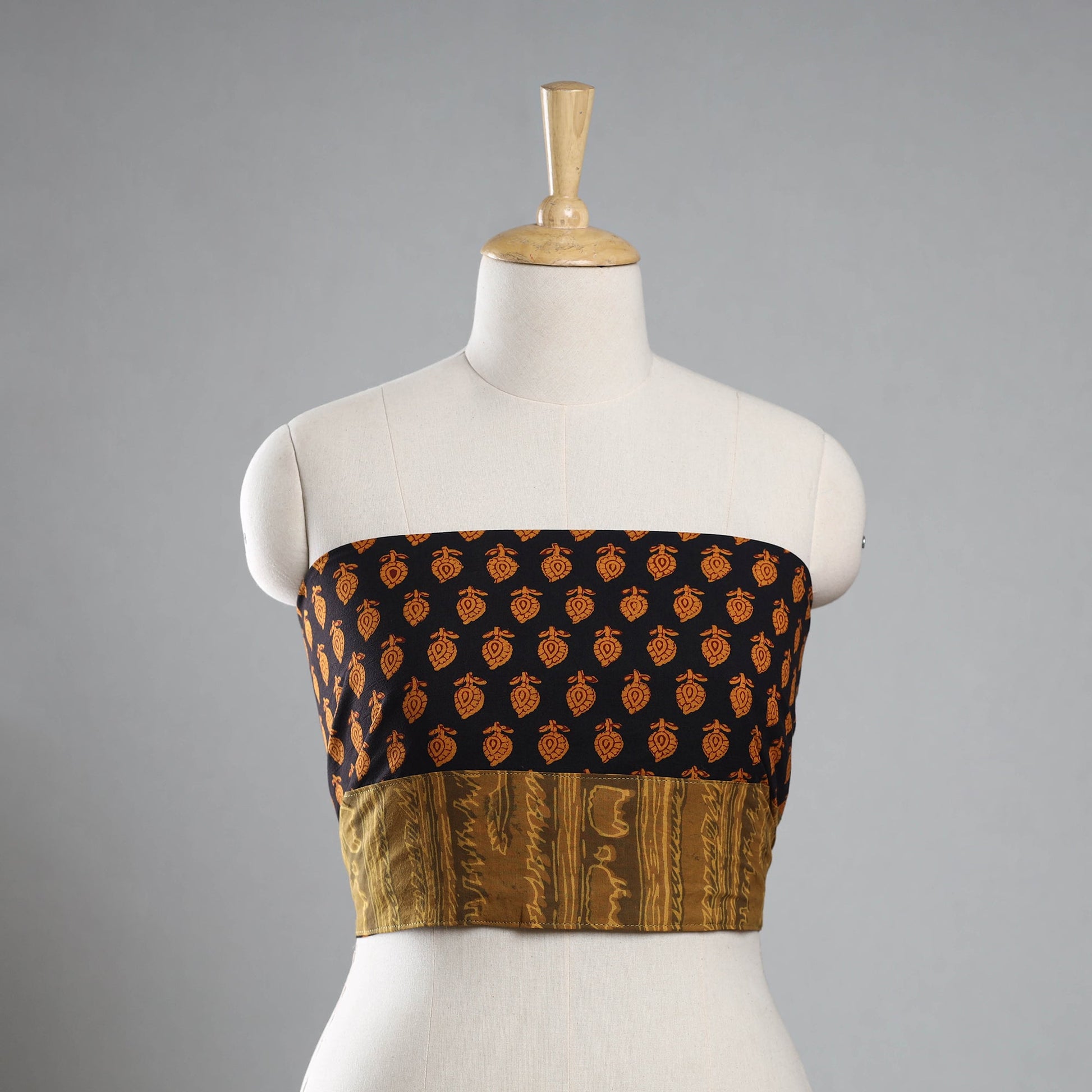 Black - Bagh Block Printed Cotton Blouse Piece 34