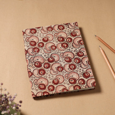 Beige - Kalamkari Fabric Cover Handmade Paper Notebook (9 x 7 in)