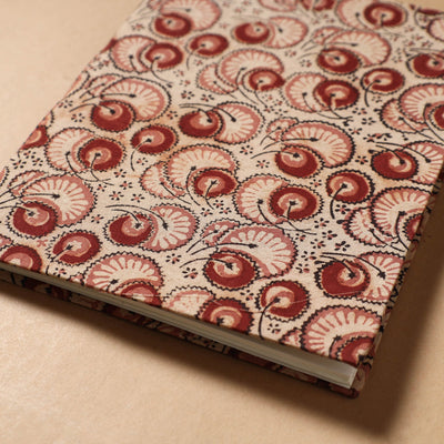 Beige - Kalamkari Fabric Cover Handmade Paper Notebook (9 x 7 in)