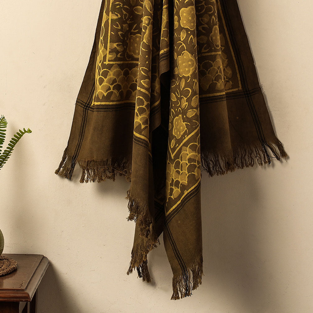 Brown - Jhiri Handloom Hand Block Printed Pure Cotton Towel