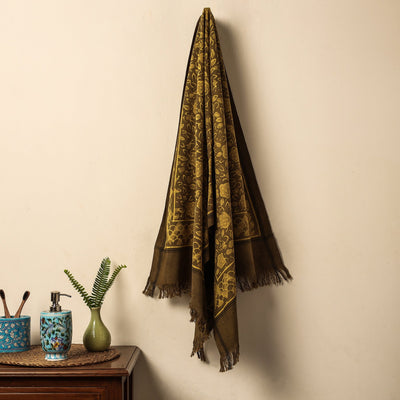 Brown - Jhiri Handloom Hand Block Printed Pure Cotton Towel