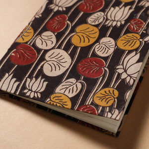 Black - Kalamkari Fabric Cover Handmade Paper Notebook (9 x 7 in)