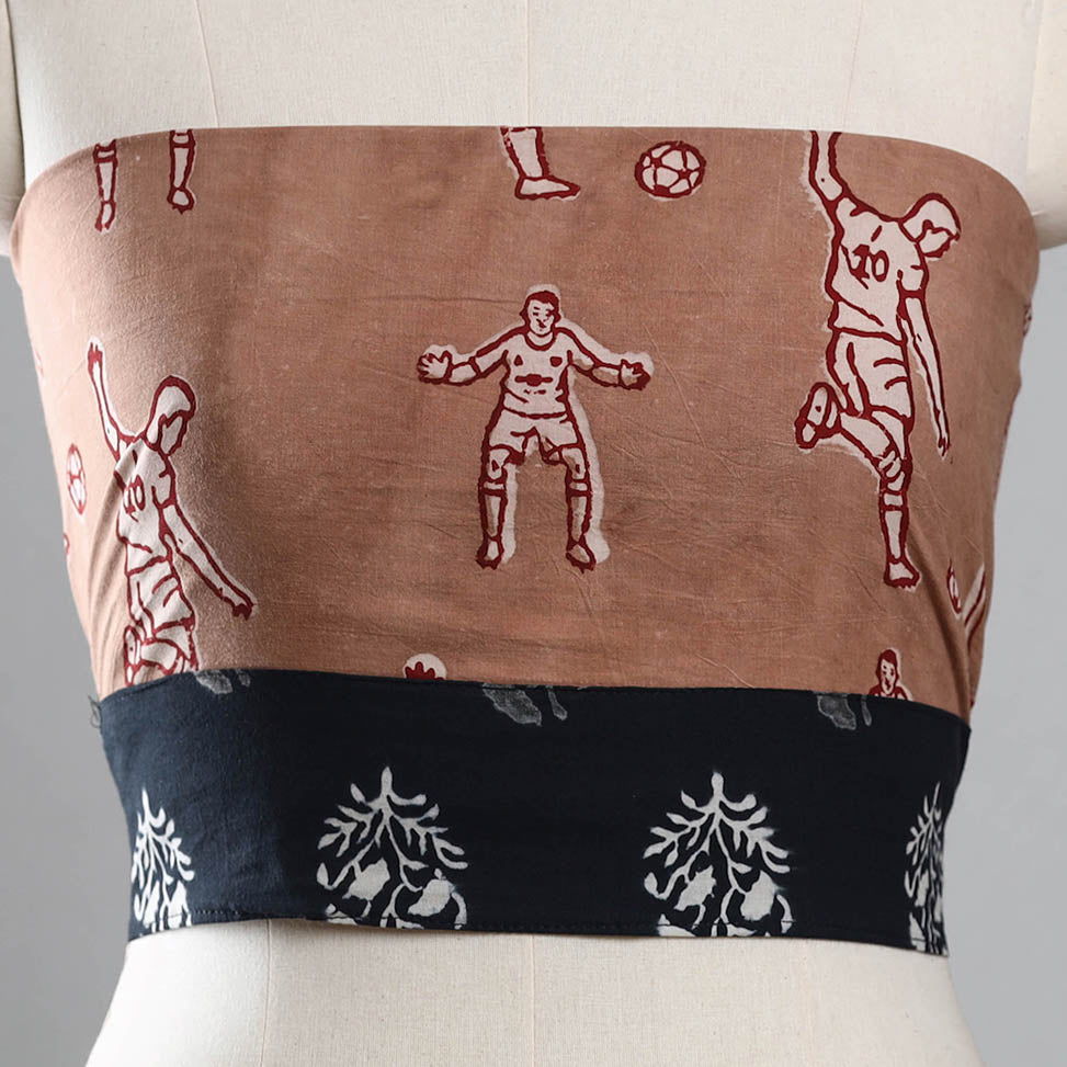 Brown - Bindaas Block Printed Cotton Blouse Piece 40