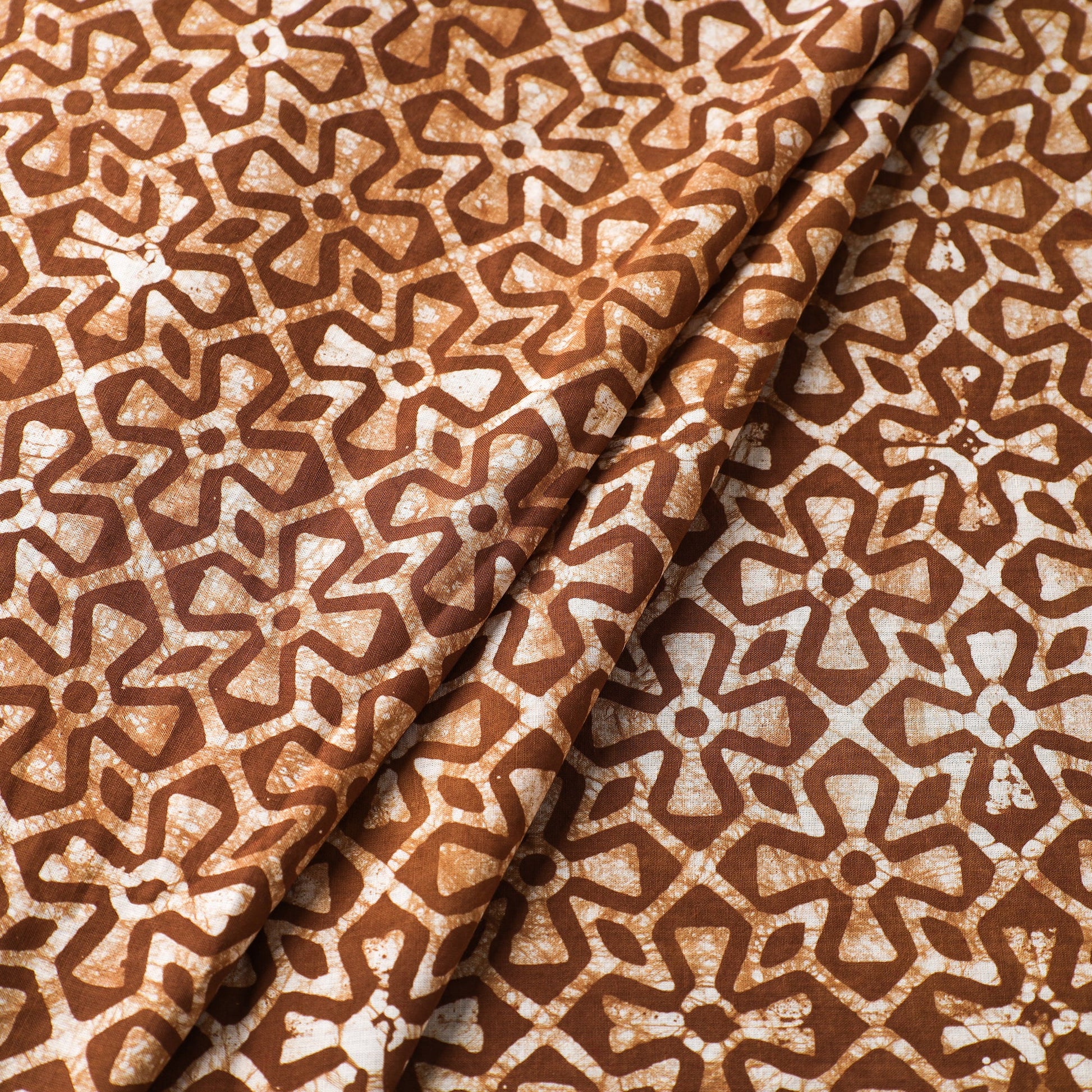 Brown - Hand Printed Cotton Batik Fabric 22