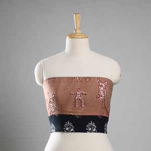 Brown - Bindaas Block Printed Cotton Blouse Piece 40
