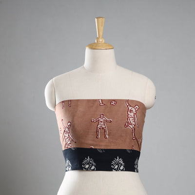 Brown - Bindaas Block Printed Cotton Blouse Piece 40