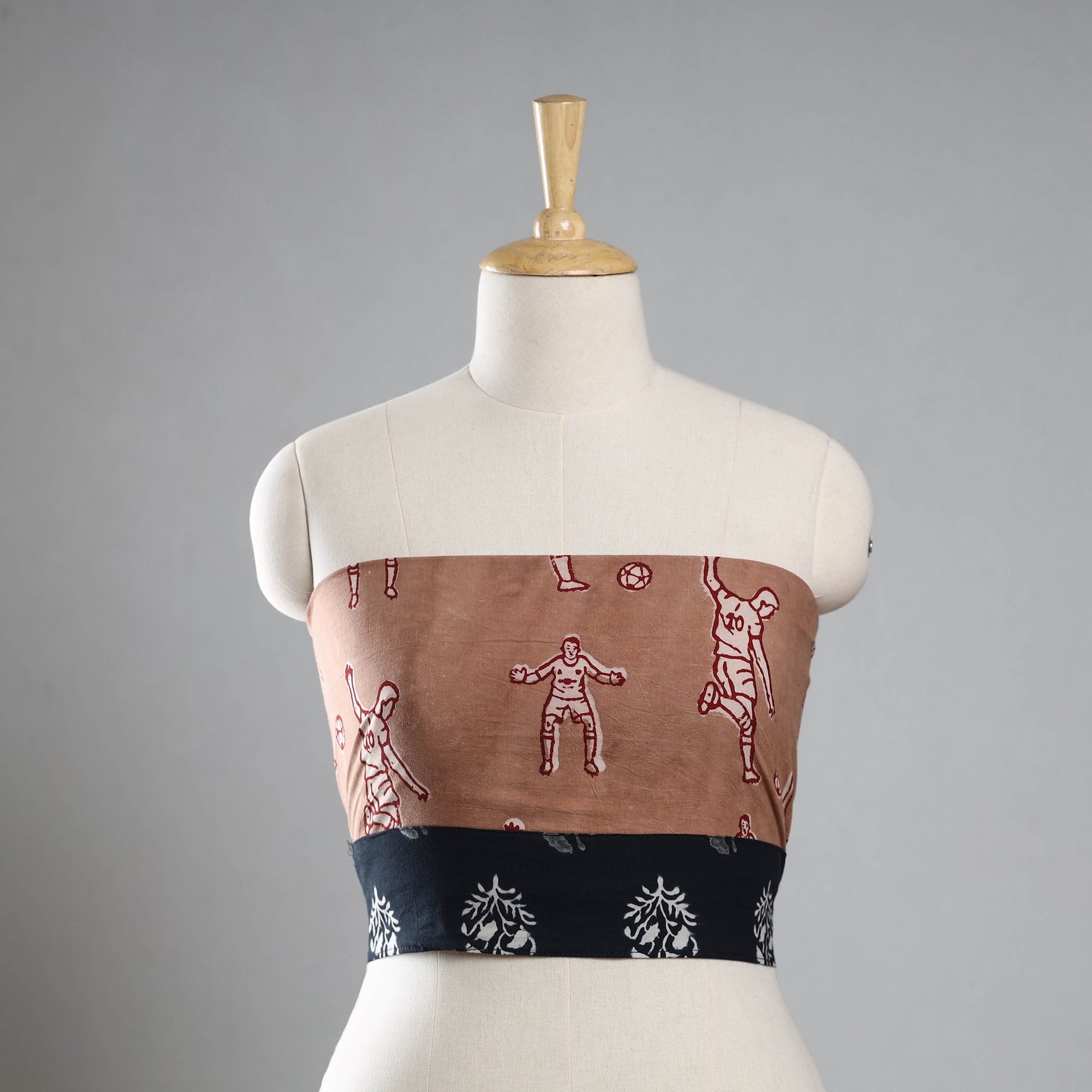 Brown - Bindaas Block Printed Cotton Blouse Piece 40