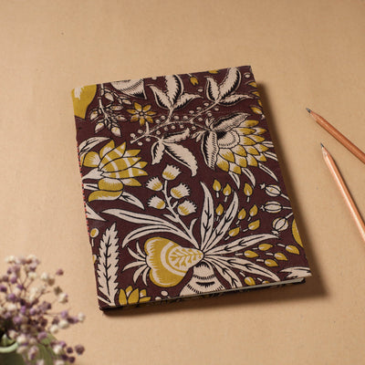Brown - Kalamkari Fabric Cover Handmade Paper Notebook (9 x 7 in)