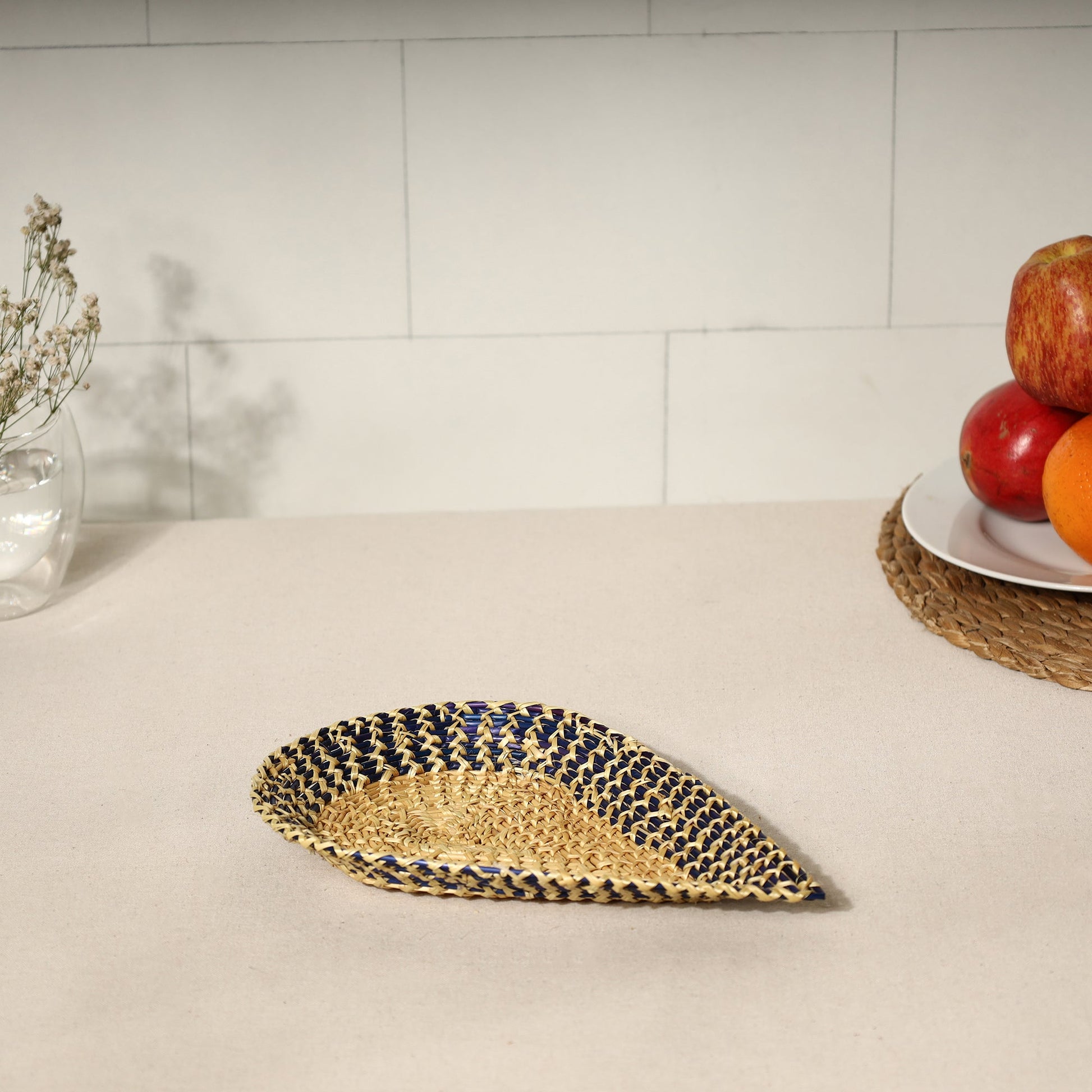 Beige - Handmade Sikki Grass Multipurpose Tray (Small)