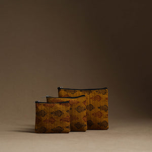 Brown - Handmade Cotton Multipurpose Utility Pouches (set of 3) 49