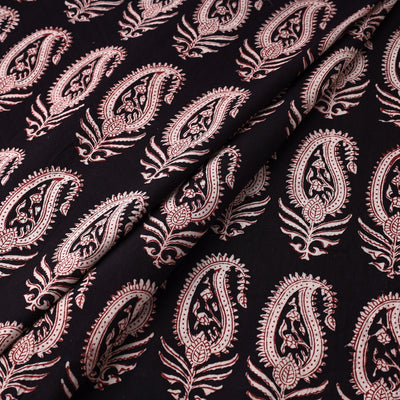 Black - Bagh Block Printed Cotton Fabric 23