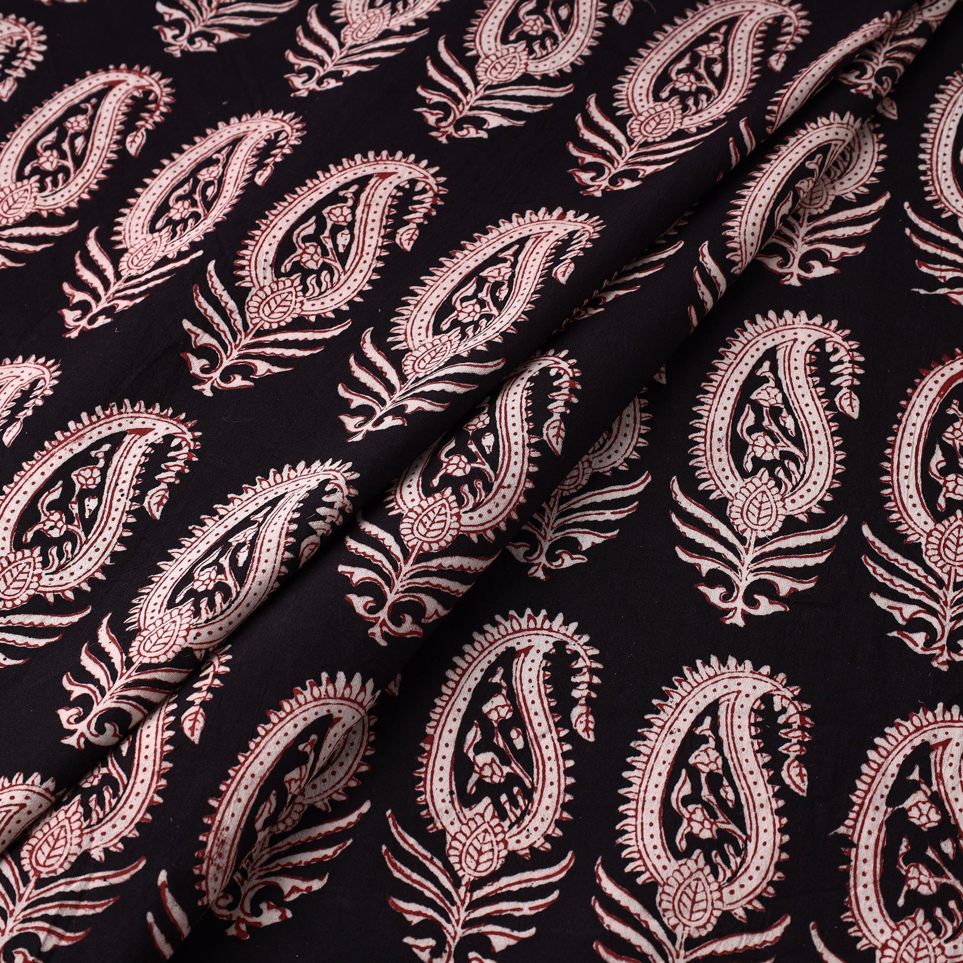 Black - Bagh Block Printed Cotton Fabric 23