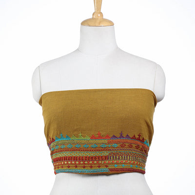 Brown - Lambani Embroidery Handspun Cotton Blouse Piece