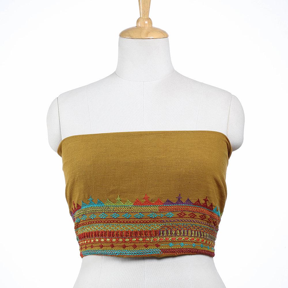 Brown - Lambani Embroidery Handspun Cotton Blouse Piece
